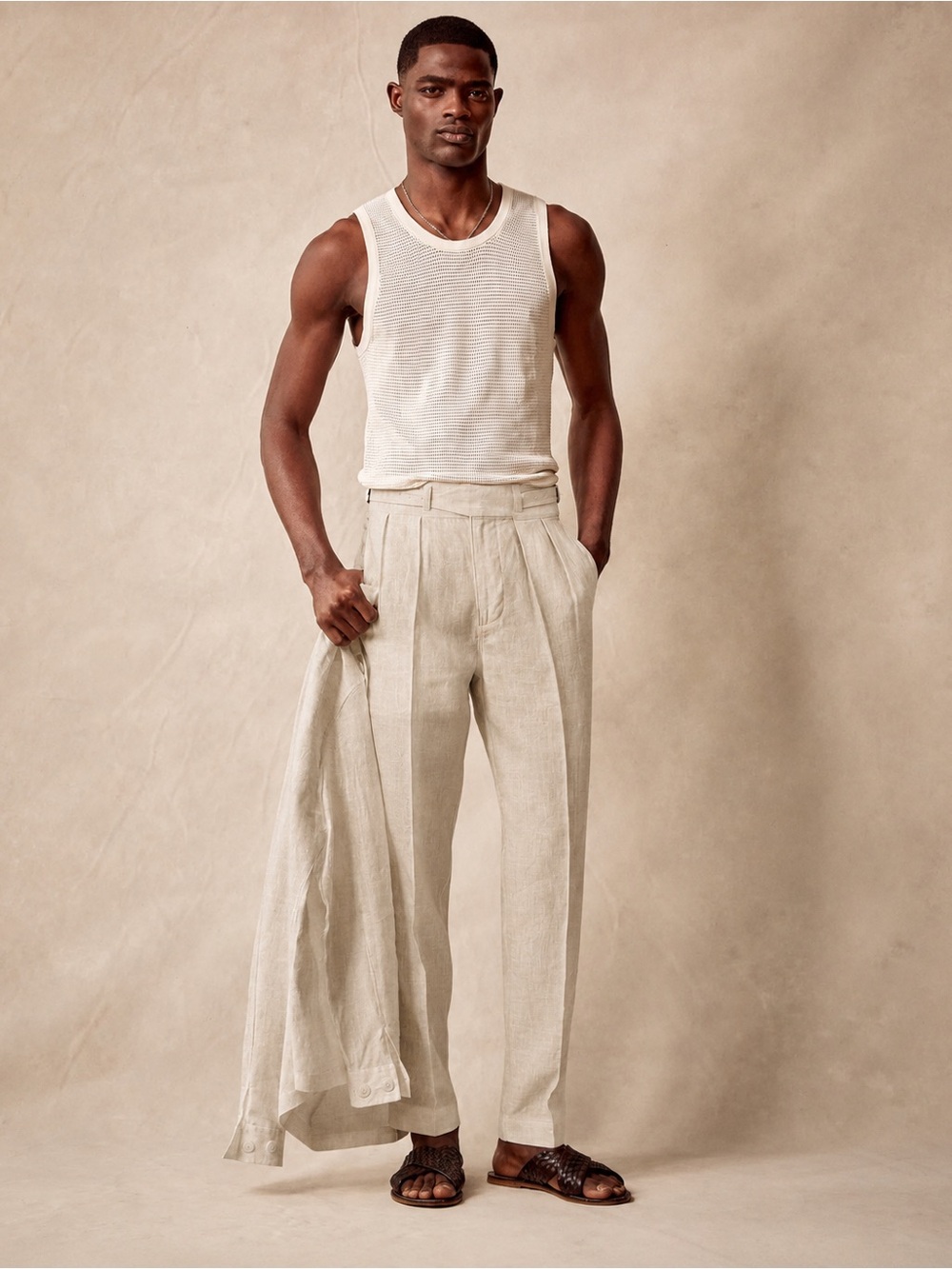 Todd Snyder Linen Gurkha Trouser in Light Khaki, 34 x 32
